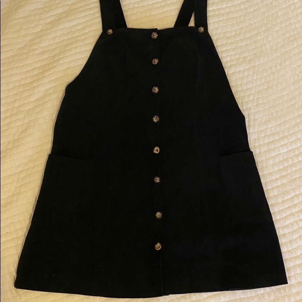 Black Corduroy Overall Dress